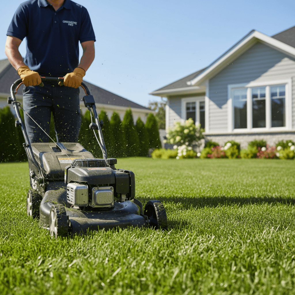 Mower at work on a Sterling lawn